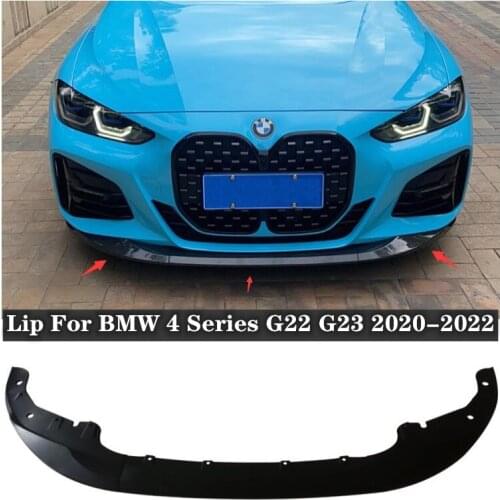 NEW High Quality ABS black & Carbon Fiber Front Lip Protector Cover For BMW 4 Series G22 G23 2020 2021 2022