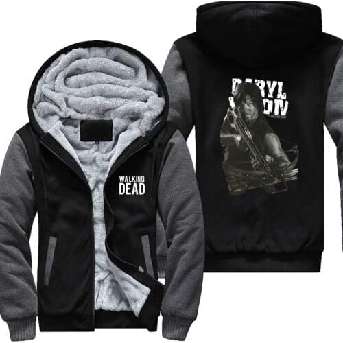 Dropshipping USA Plus THE WALKING DEAD Mens Womens Printing Pattern Thicken Fleece Zipper Hoodies Sweatshirts Coat Jacket