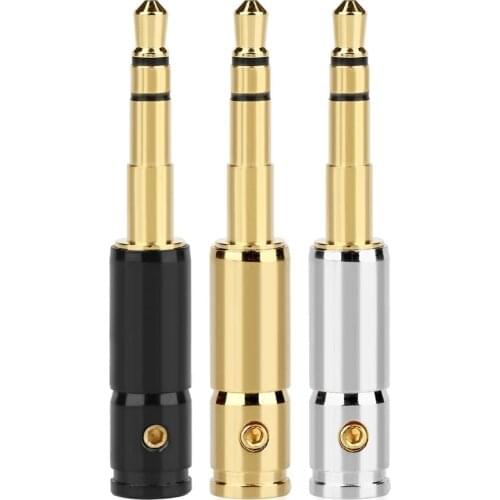 Audio Jack 3.5mm 3 Pole Stereo Gold Earphone Connector Metal Alloy Splice DIY Headphone Plug HiFi Adapter Solder Wire Connectors