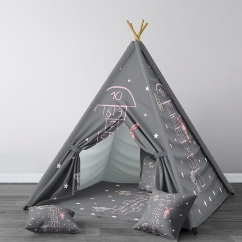 Play Tent for Kids Wigwam Portable Indoor Playground Tents Children Bedrooms Gray Rabbit Bear Panda Model 091