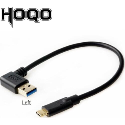 Left Angle USB 3.0 A Male to USB-C Male Cable 90 Degree Left Angled USB 3.0 A to USB Type C Data Sync & Charge Cord for PC HDD