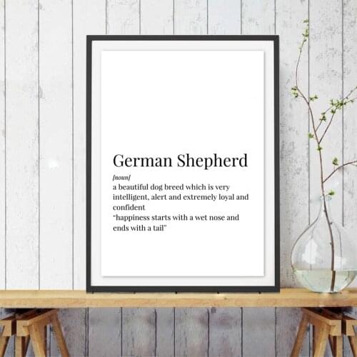 German Shepherd Definition Canvas Art Print Poster German Shepherd Sign Gift Sign Painting Picture Home Room Wall Art Decor