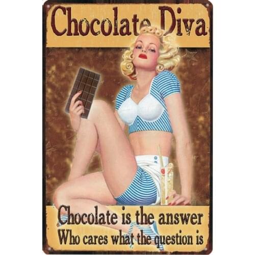 Chocolate Metal Tin Sign Vintage Plate Wall Pub Restaurant Home Art Decor Iron Poster Cuadros DU-1614