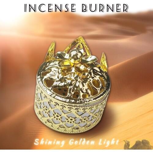 Mini Arabic Incense Cone Burners Muslim Oud Bakhoor Burner Alloy Ceramic Aroma Diffuser Aromaterapia for Home Office Decoration