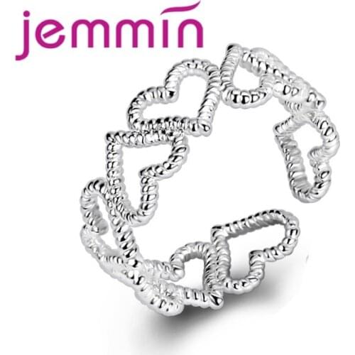 Fashion Newest Ring Simple Hollow Heart 925 Sterling Silver Rose Gold Color Adjustable Finger Rings For Women Jewelry Gift Whole