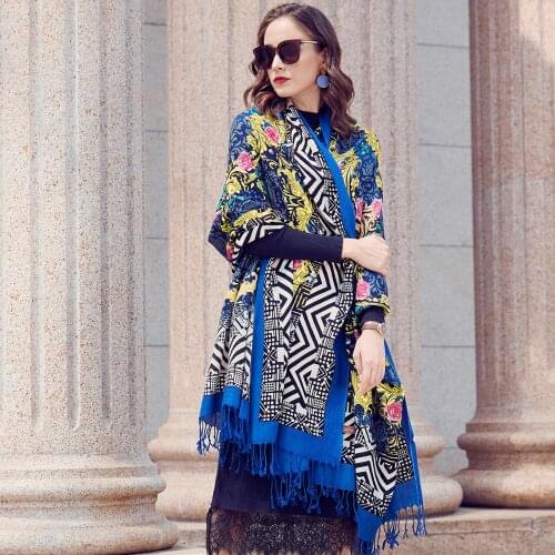 Fashion Winter Scarf For Women Scarf Cashmere Warm Plaid Pashmina Scarf Luxury Brand Blanket Wraps Female Scarves And Shawls