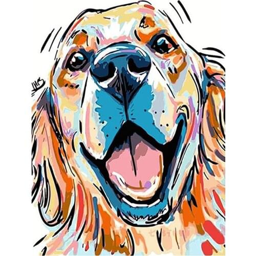 Cartoon Colorful Labrador Retriever Diamond Painting Round Full Drill DIY Mosaic Embroidery 5D Cross Stitch Dog Animal Images