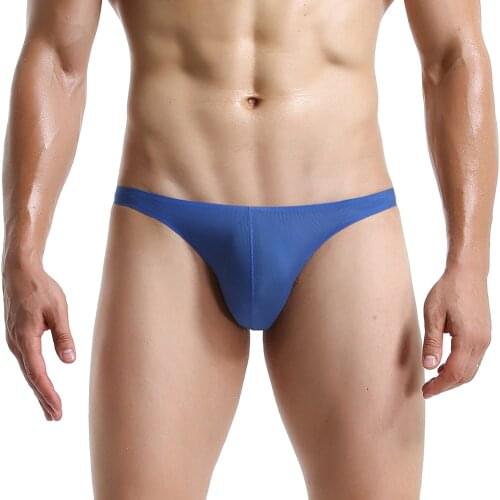 Men Ice Silk Briefs Jock Strap Sexy Seamless Ultra-thin Transparent Underwear Cueca Gay Panties Low Waist Slip Underpants