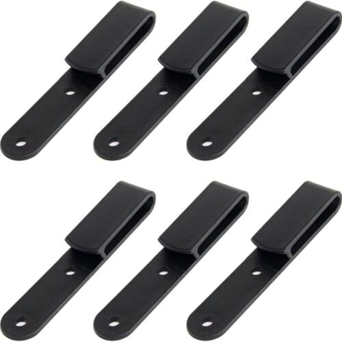 Set of 6 Black Plastic Long J-Clip Holster Tough Clip Loop for IWB OWB Kydex Leather Hybrid Holster Making w/Chicago Screw