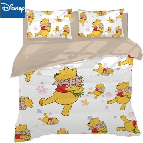 Disney winnie the pooh bedding set queen size duvet covers for children double bed spread home textile 3-4pcs bedroom decoration