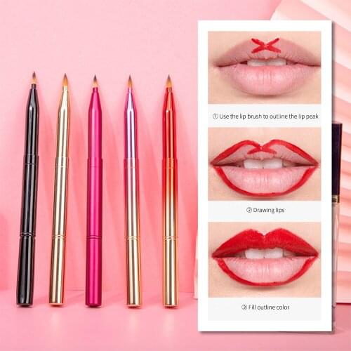 New Retractable Double-ended Lip Brush Portable Concealer Lipstick Multi-function Eye Shadow Brush Beauty Tool Multicolor