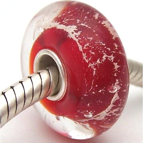 PJG2372 100% S925 Sterling Silver Beads Murano Glass beads Fit European Charms Bracelet charms diy jewelry Lampwork GlassBeads