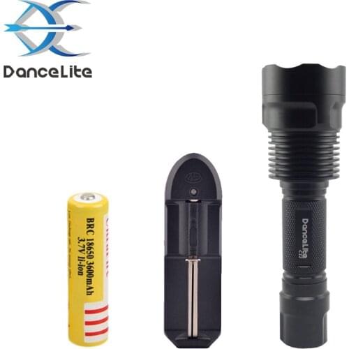 Gift Set ~ DanceLite C12 XM-L2 U3 10W Hard Light LED Flashlight + 18650 3600mAh Battery + Wireless Wall Charger