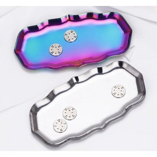 Stainless Steel Tray Big Wave Shape Desktop Storage Tray Cosmetic Storage Box Jewelry Storage Plate Home Organization Tools