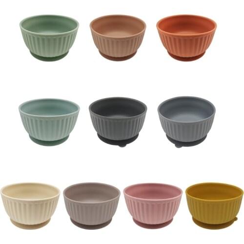 Food Grade Silicone Baby Suction Bowl Non-Slip Children Dinner Plate Infant Learning Feeding Dish Waterproof Tableware