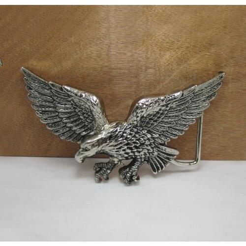 BuckleClub wholesale zinc alloy heavy flying eagle cowboy jeans gift belt buckle FP-01247-2 silver finish 4cm width loop