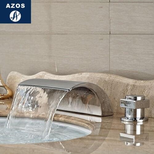 Azos Split FaucetWaterfall Waterfall Brass Chrome Cold and Hot Switch Balcony Above Counter Basin Bathroom Cabinet Double Handl