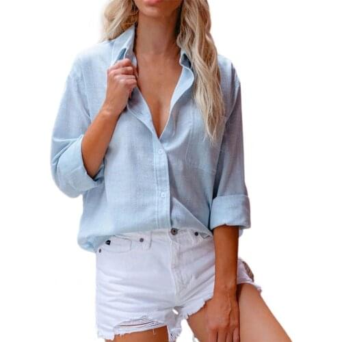 Popular Women Shirt Solid Color Pocket Spring Autumn All Match Lapel Long Sleeve Single-breasted Shirt Streetwear for Gathering