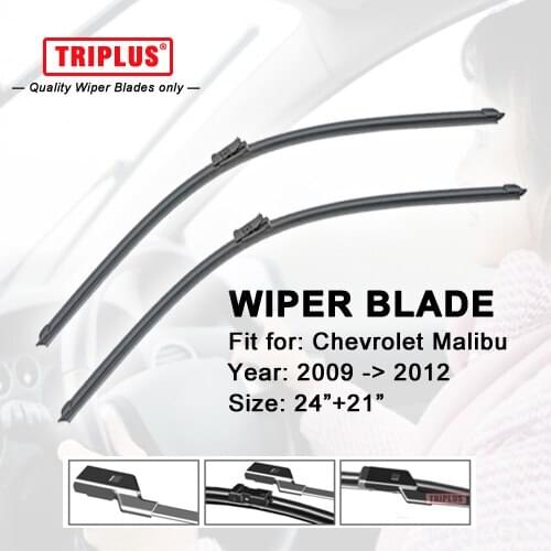Wiper Blade for Chevrolet Malibu (2009-2012) 1set 24"+21",Flat Aero Beam Windscreen Wipers Frameless Windshield Soft Blades
