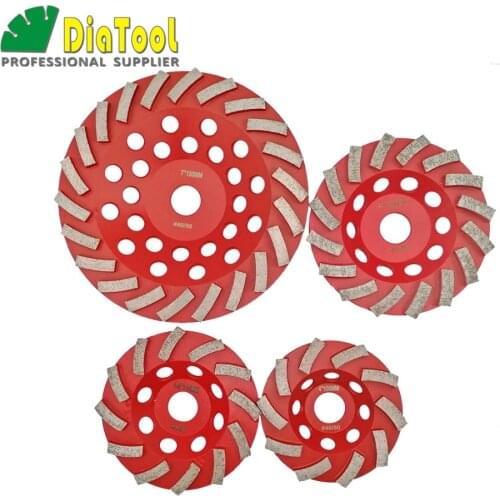 DIATOOL Diamond Segmented Turbo Grinding Cup Wheel for Concrete and other construction material 4" 4.5" 5" 7" available