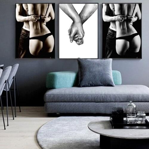 Nordic Wall Art Lover Holding Hands Loving Sexy Couple Painting Living Room Home Decoration Mural