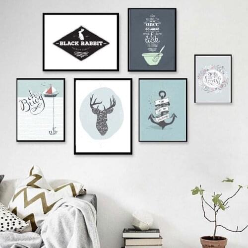 Scandinavia Simple Stylish Moose Picture Wall Painting Navigation Logo Oil Painting Living Room Decorative Canvas Painting