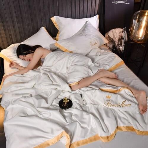 Embroidery Wedding Blanket Summer Quilt for Children Bedspread Yellow Hotel Bed Linen