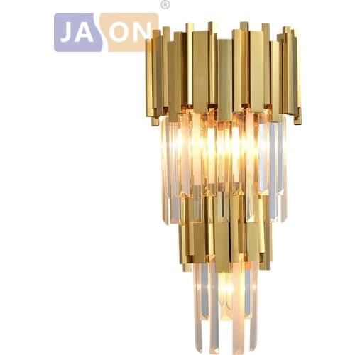 LED Postmodern Gold Chrome Silver Crystal Clear LED Lamp LED Light Wall lamp Wall Light Wall Sconce For Bedroom