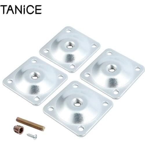 TANiCE 4Pcs Leg Fixing Mounting Plates With M8*50 Metal Dowel Screws Level Leg Fixing Plates Set For Furniture Legs Mounting
