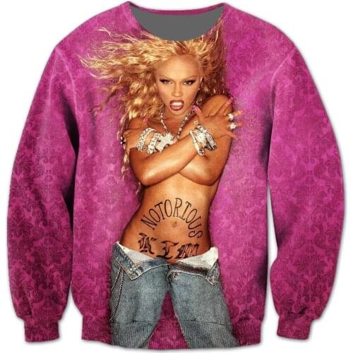 REAL American SIZE Notorious KIM - Lil Kim 3D Sublimation Print Crew neck Sweatshirt - plus size 3XL 4xl 5xl 6xl