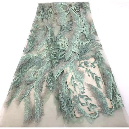 Unique african tulle guipure lace fabric with sequins French Net Lace Fabric for party dress YG-648