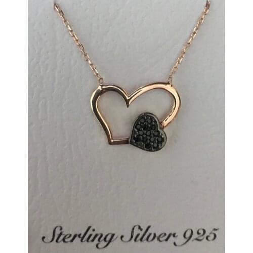 YOUR FANTASTIC NECKLACE WITH TWO HEARTS WITH AWESOME GOLD AND BLACK STONES SPECIAL FOR THE VALUES