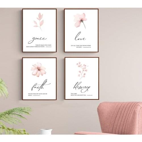 WTQ Grace Faith Love Blessings Bible Verse Wall Art Canvas Painting Quote Posters and Prints Home Decoration