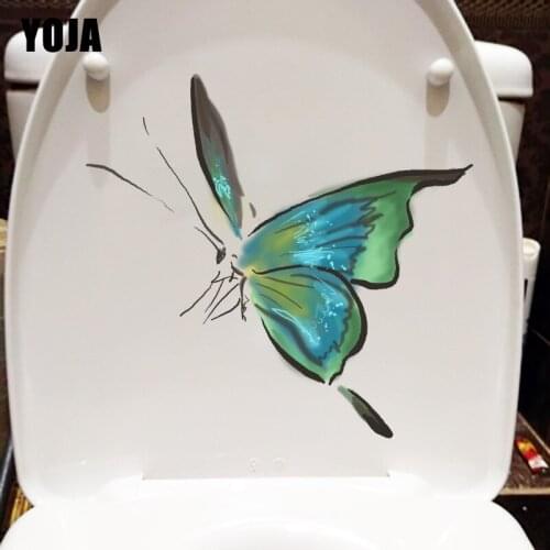 YOJA 22.1X16CM Ink Green Butterfly Creative Home Room Wall Decor Funny WC Sticker Toilet Seat Decor T1-2009