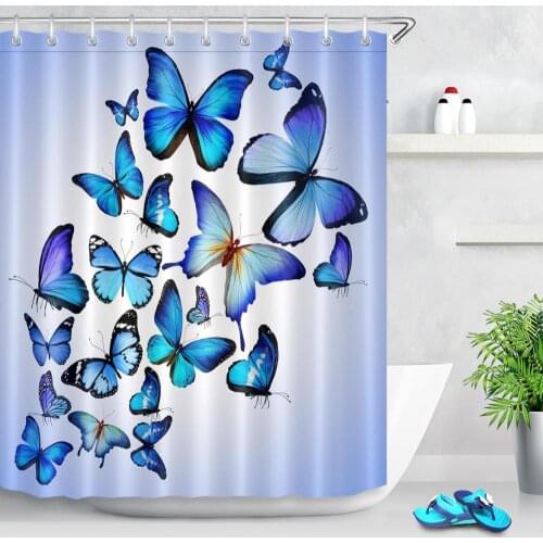 Butterfly Pattern Printed Shower Curtain with Hooks Bathroom Colorful Multi-size Printed Shower Curtain For Bathroom Decoration