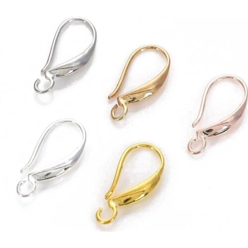 12Pcs 17x8mm Plated Copper Rose Gold French Earring Hooks Clasps Settings Ear Wires For DIY Jewelry Making Findings Accessories