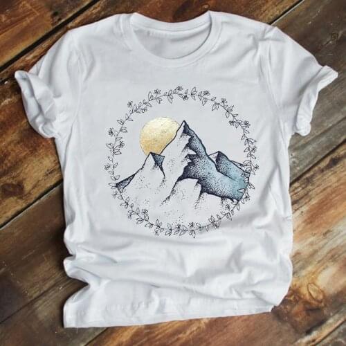Women Printing Short Sleeve Mountain Style Trend 90s Cute Summer Fashion Clothes Print Tshirt Female Tee Top Graphic T-shirt