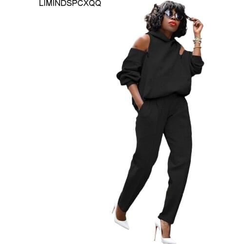 Tracksuits Sweatsuits 2021 Hooded Backless Long Sleeve Tops + Casual Tight Straight Trousers Womens Clothing Spring Autumn Sets