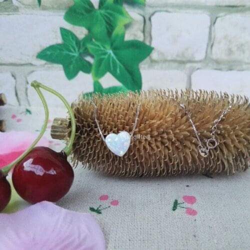 Hot Sale 1pc/Lot OP17 Fire & Snow 10mm heart Necklace Synthetic Opal heart 925 Sterling Silver Necklaces For Women fashion gift