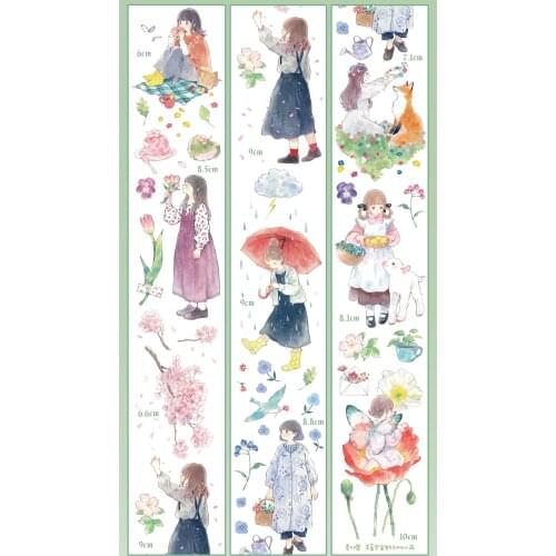 1 Loop Cute Washi Spring Cherry Clover Outing Paper Pet Peach Tape 90cm Stationery Kawaii Stickers