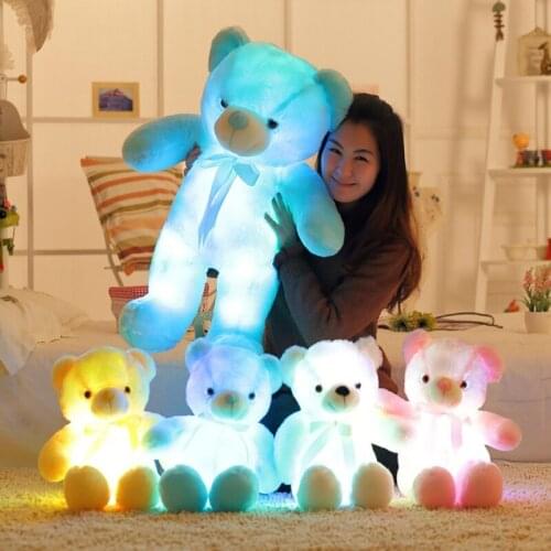 1pc 50cm Creative Light Up LED Teddy Bear Stuffed Animals Plush Toy Colorful Glowing Christmas Gift for Kids Pillow