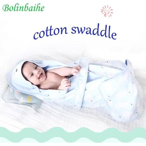 1PCS Baby Blanket & Swaddling With Hat Breathable Wrap Newborn Cotton Baby Swaddle Multifunction Bedding 85*85CM