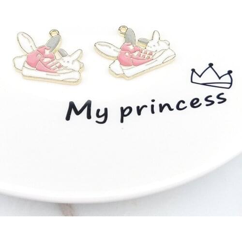 10pcs Rabbit shoes Enamel Charms Handmade Craft Metal Charms Earring DIY Jewelry Making