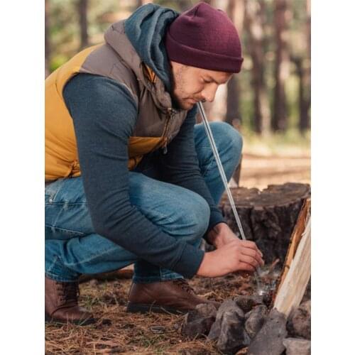 Gear Fire Bellows 2Pcs/Set Collapsible Outdoor Blow Fire Tube Stainless Steel Telescopic Blowing Fire Pipe For Camping Traveling