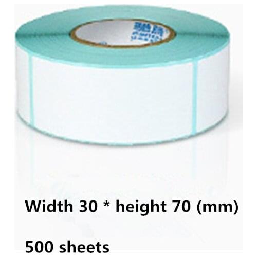 30 * 70mm * 500 sheets / roll thermal printer product price bar code sticker label waterproof