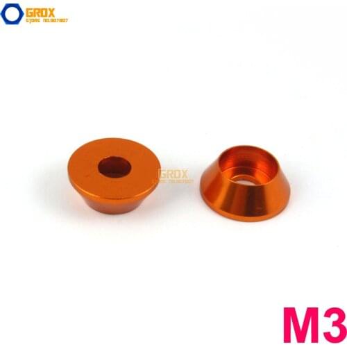 30 Pieces M3 Orange Aluminum Washer Socket Head Cap Screw Washer