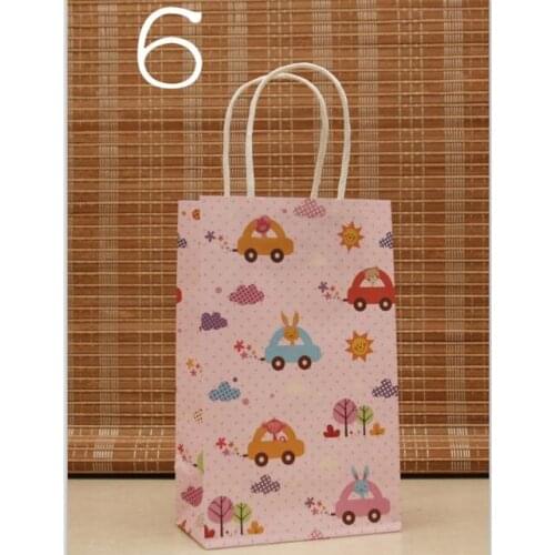 40PCS/lot NEW cartoon car kraft paper bag with handles 21*13*8cm/ Childrens day Festival gift bags/ baby birthday Paper bags