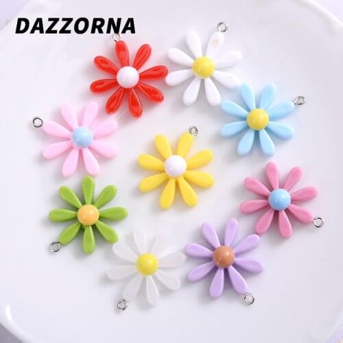 22mm 15Pcs/Lot Acrylic Pendants Charm Sun Flower Charms Pendants For DIY Decoration Earrings Key Chains Jewelry Accessories