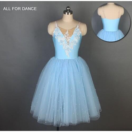 Pale Blue Top Bodice Romantic Ballet Tutu Girl & Women Stage Performance Ballerina Dance Tutu