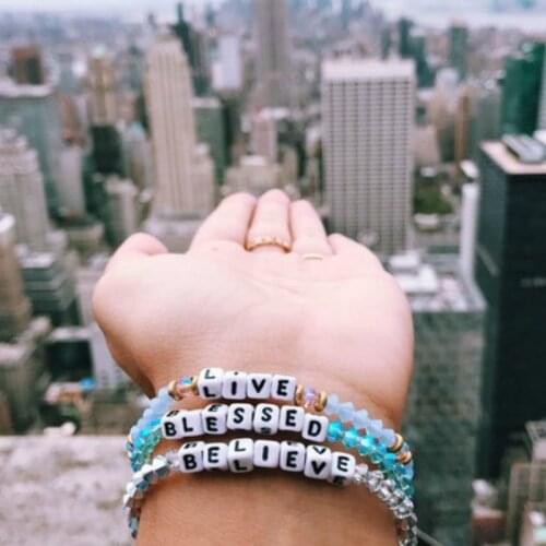 2020 Handmade Ethnic DIY Fashion Women Letter LIVE BLESSED BELIEVE Strand Bracelet Chic Beading Bracelet & Bangles Chic Jewelry